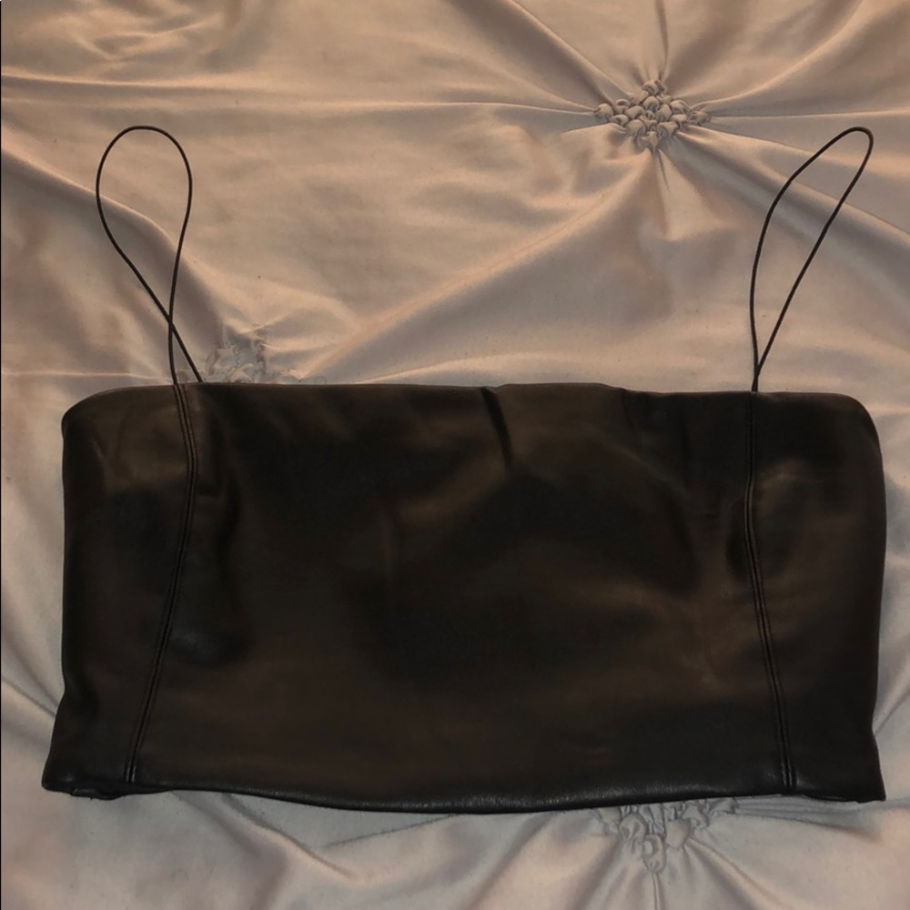 Meshki leather crop top